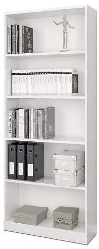 Libreria Scaffale a 5 Ripiani Bianco Opaco 80 x 201 x 28 cm