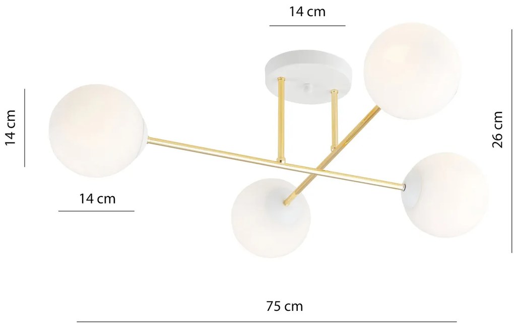 Lampadario da Soffitto MAGNUM 4 in Acciaio e Vetro 4xE14