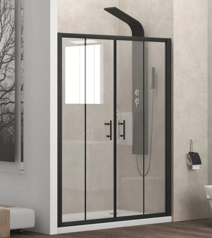 Nicchia doccia 160cm telaio nero doppio scorrevole KFN6000 - KAMALU