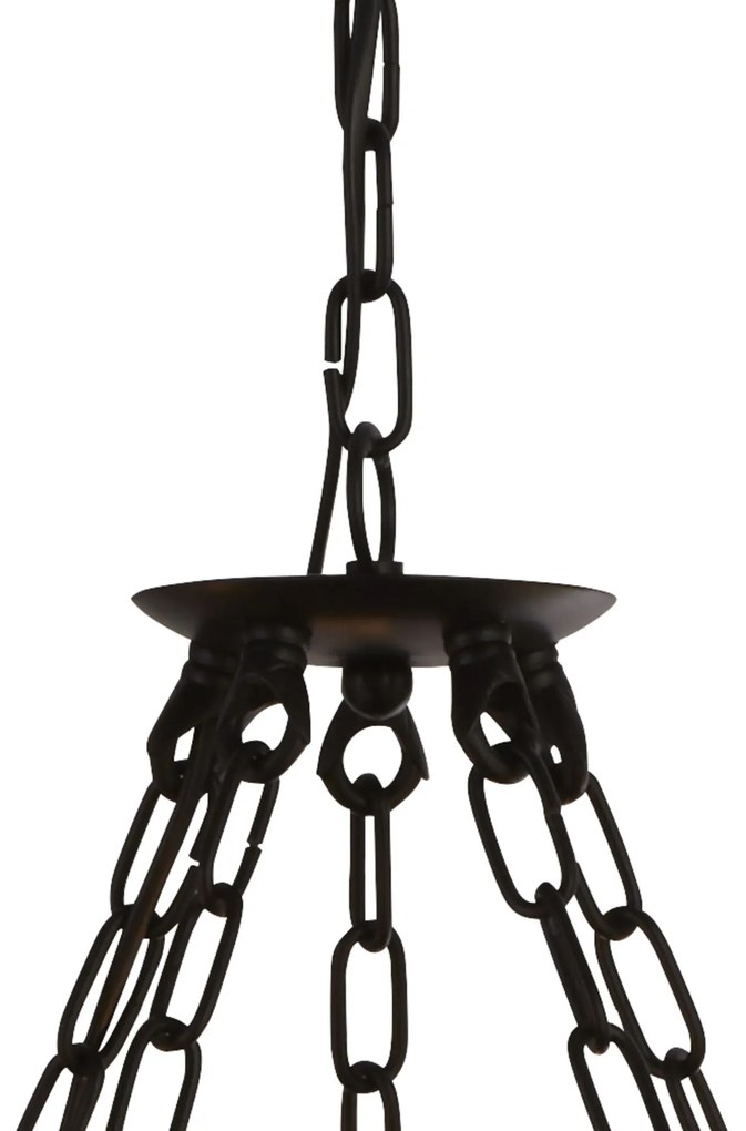 Lampadario Rustico-Country Cartwheel Iii Acciaio Nero 5 Luci E14