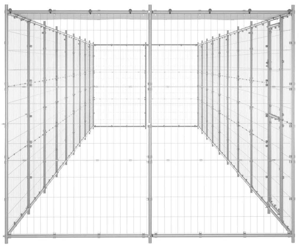 Gabbia per cani da esterno in acciaio zincato con tetto 21,78m²