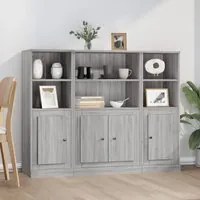 Credenze 3 pz Grigio Sonoma in Legno Multistrato 3185309