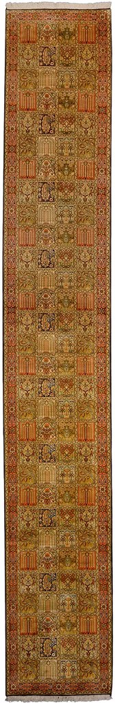 Cashmere Silk Tappeto orientale 80x500 Marrone (Indian) Annodato A Mano