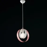 Sospensione Moderna 1 Luce Cerchi Ferro Bianco e Rosa Serie Bolla