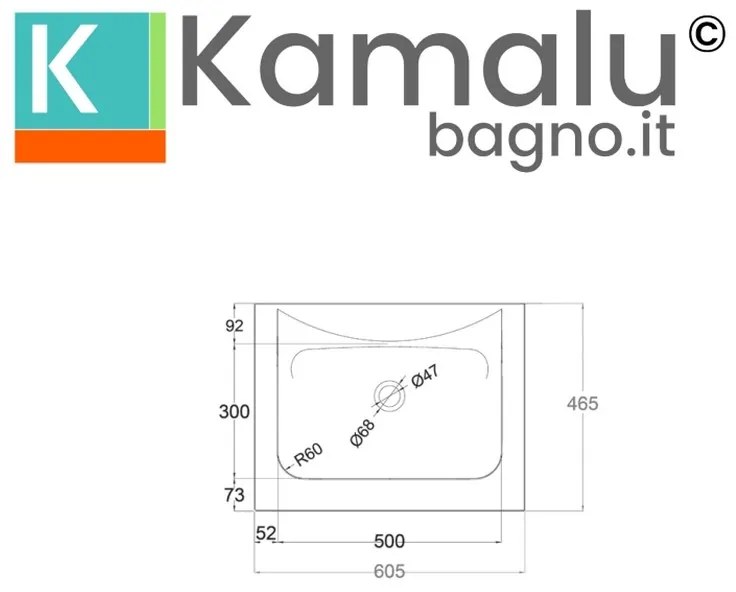 Kamalu - lavabo da incasso per mobili 60.5 cm in keratek nero opaco | kk-6005nel