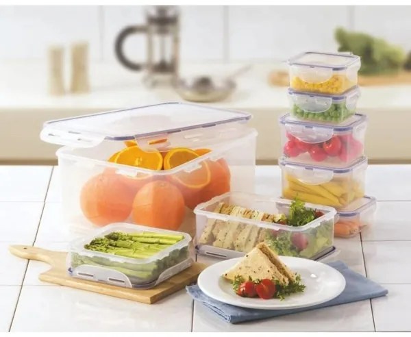 SET 7x Contenitore alimenti LOCK blu/trasparente