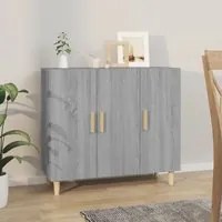 Credenza Grigio Sonoma 90x34x80 cm in Legno Multistrato 817460