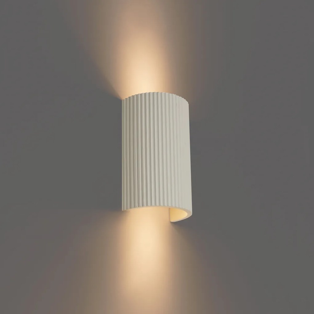 Lampada da parete scandinava bianca semicircolare a 2 luci - Plaster