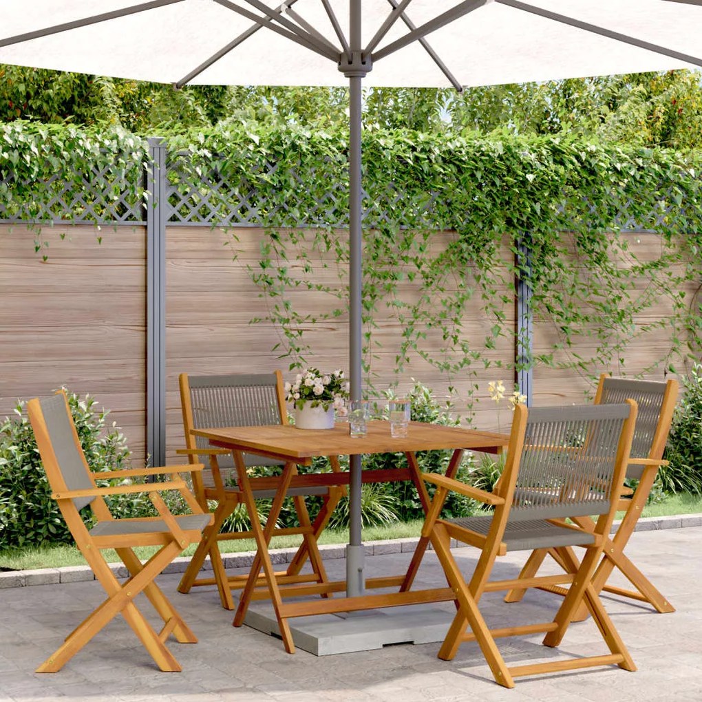 Set Da Pranzo Da Giardino 5 Pz Polipropilene E Legno Massello /
