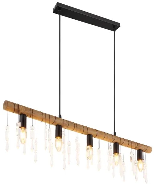 Globo 15532-5H - Lampada a sospensione con cavo KIRA 5xE14/40W/230V nero/marrone