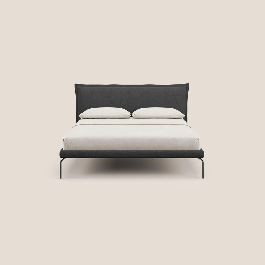 Eric letto imbottito design minimal in morbido tessuto impermeabile T14 antracite