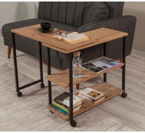 Tavolino MELIN 63x70 cm marrone/nero