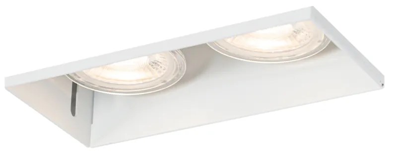 Set di 6 faretti incasso bianchi GU10 50mm 2 luci senza cornice - Oneon