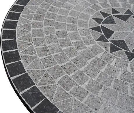 Set Tavolo Mosaico 80 Cm Completo Di 2 Sedie Pieghevoli In Acciaio E Ceramica