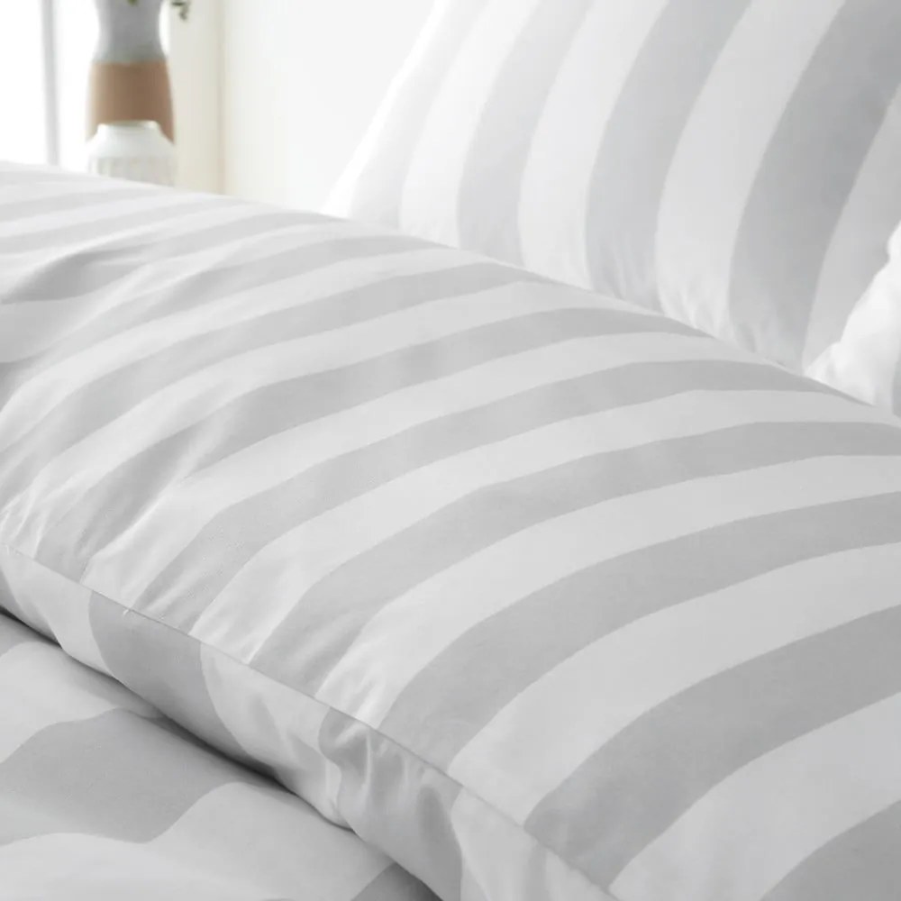 Biancheria da letto matrimoniale bianco-grigia 200x200 cm Cove Stripe - Catherine Lansfield