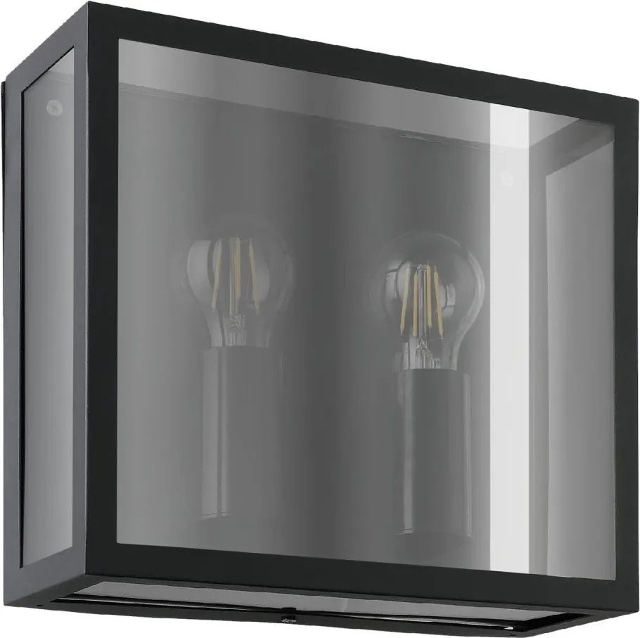 Eglo 31566 - Applique da esterno ALAMONTE SMOKE 2xE27/40W/230V IP44 nera