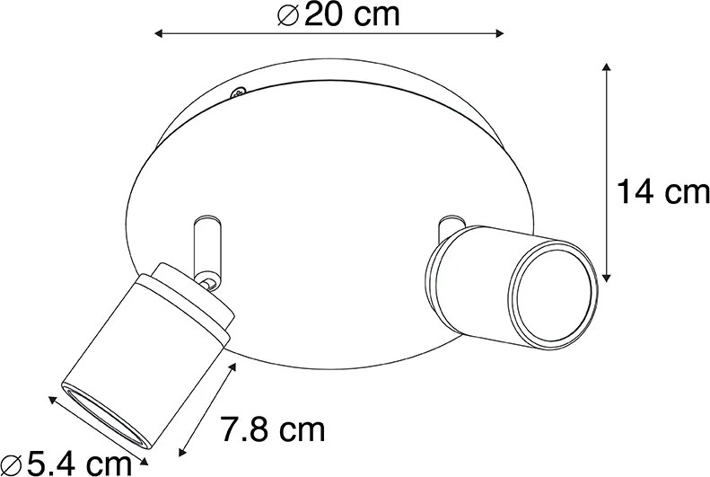 Faretto moderno smart nero incl. GU10 2 luci IP44 - Ducha