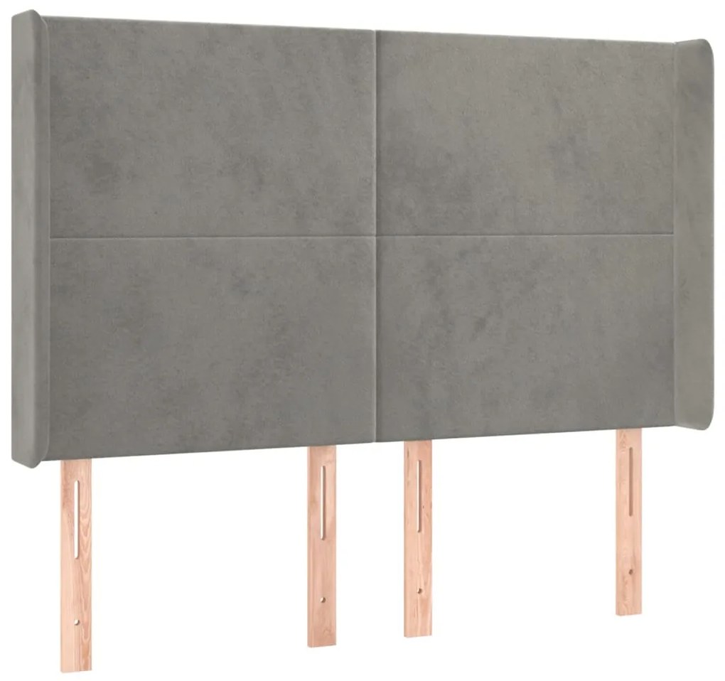 Testiera a led grigio chiaro 147x16x118/128 cm in velluto