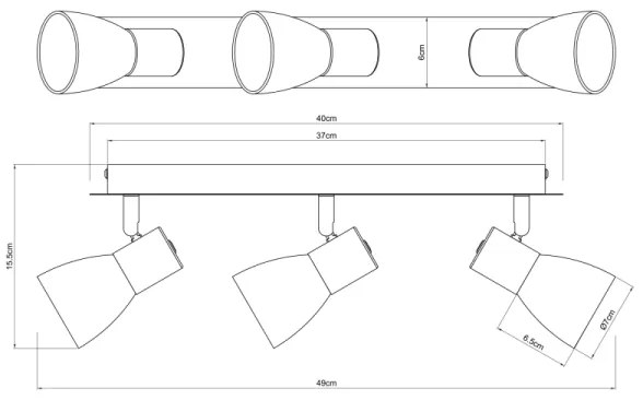 Globo 54307-3 - Luce Spot CLAUDE 3xE14/40W/230V nero