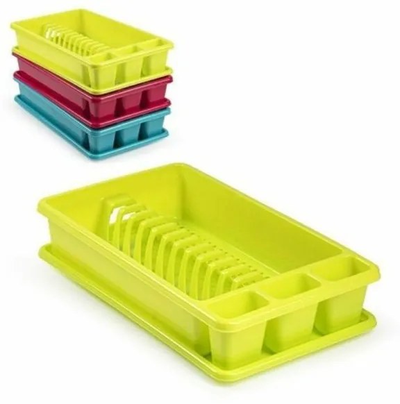 Trade Shop - Scolapiatti Rettangolare Medio In Plastica Colorata Con Porta Posate Cucina