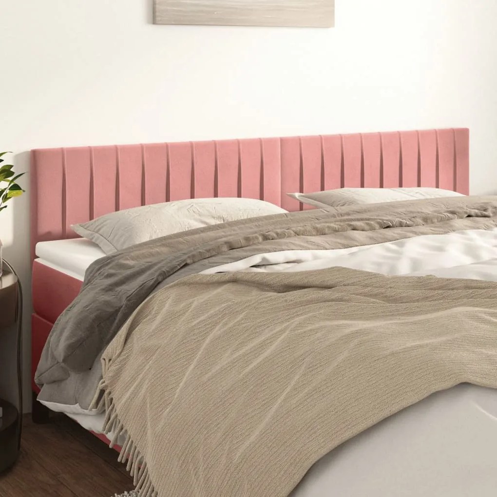 Testiera 2 Pz Rosa 90x5x78/88 Cm İn Velluto /