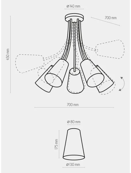 Lampadario per bambini WIRE KIDS 5xE27/15W/230V