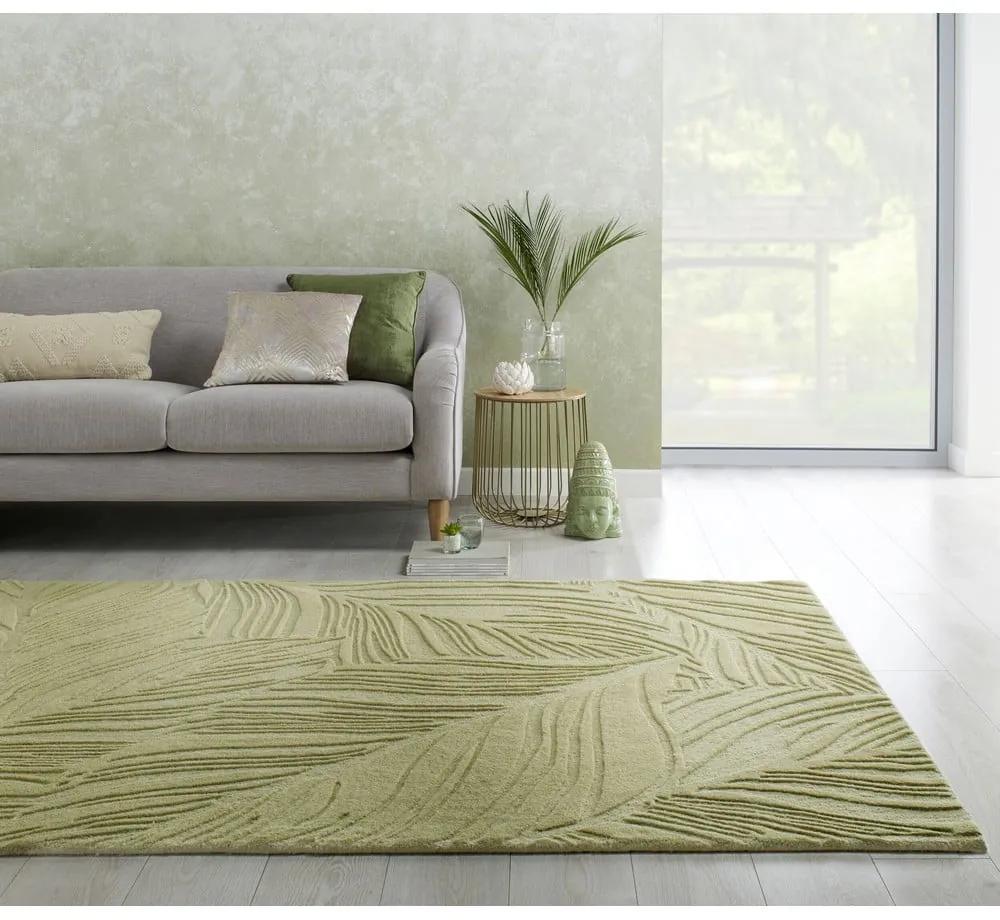 Tappeto in lana verde 200x290 cm Lino Leaf - Flair Rugs