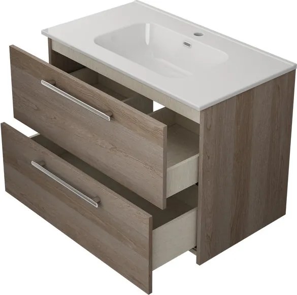Base sospesa Remix 2 cassetti, L80 X P45 X H57.7 cm rovere grigio