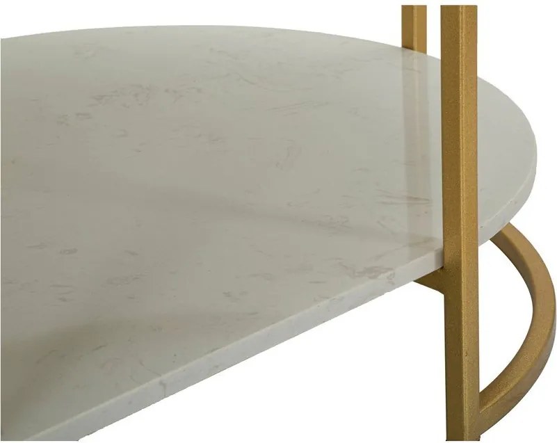 Tavolino da salotto bianco/dorato con piano in marmo 60x90 cm Izmir – Mauro Ferretti