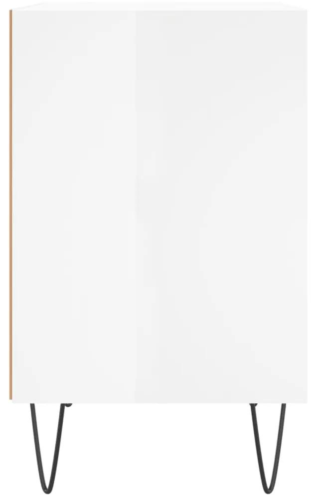 Comodino Bianco Lucido 40x30x50 cm in Legno Multistrato
