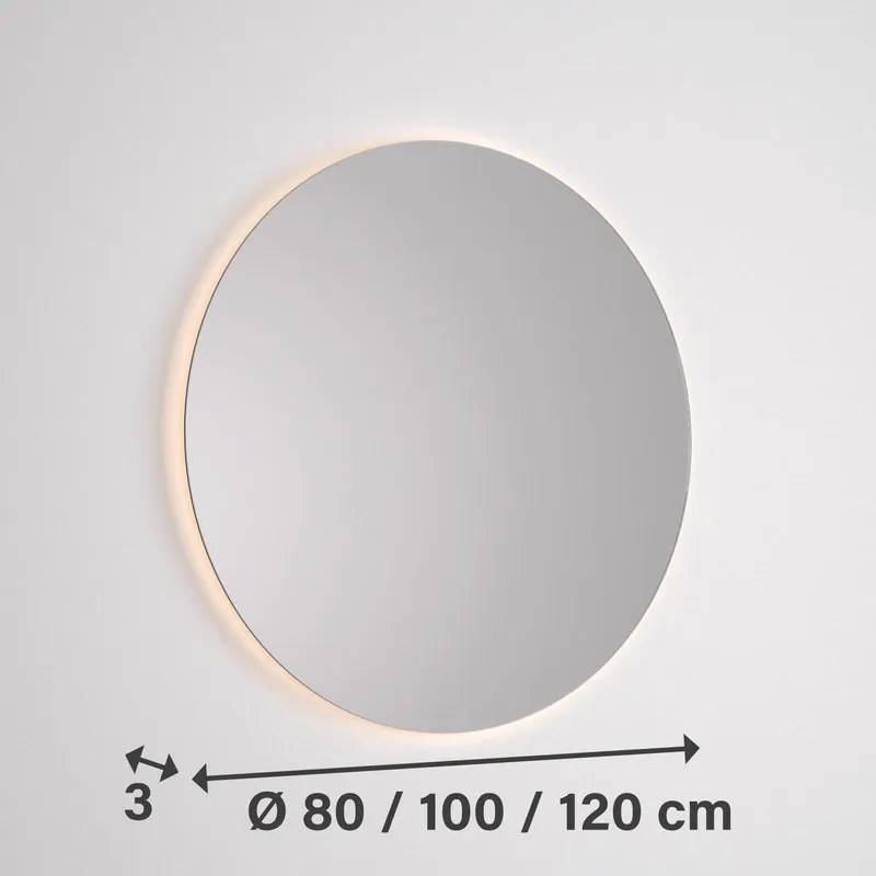 Specchio con illuminazione integrata bagno tondo MADERO L 80 x H 80 x P 3.5 cm grigio / argento