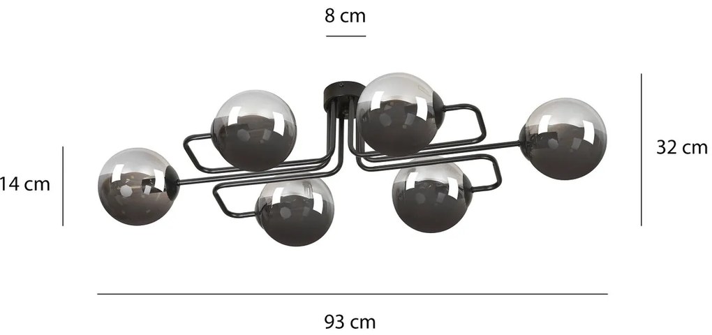 Lampadario da soffitto BRENDI 6 in acciaio e vetro 6xE14