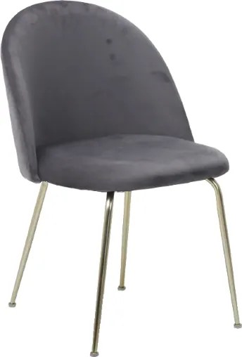 Sedia poltroncina in velluto Grigio Scuro con gambe in metallo Oro - PARIS 2 sedie