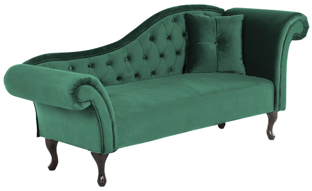 Chaise longue per lato destro in velluto verde scuro LATTES Beliani