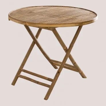 Tavolo Da Giardino Rotondo Ø90 Cm Pieghevole In Bambù Lipe Bambù - Sklum
