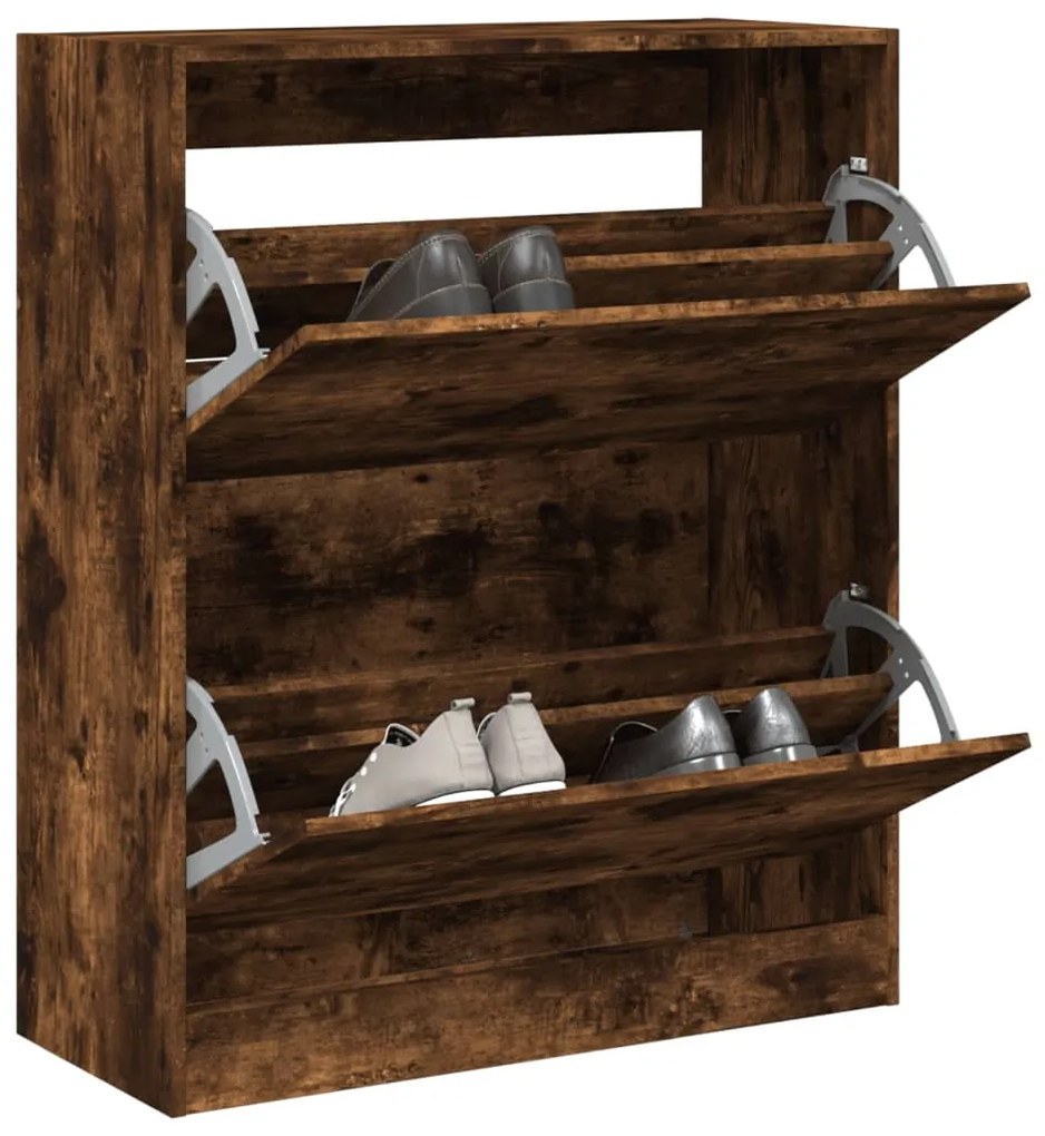 Scarpiera Rovere Fumo 80x34x96,5 Cm İn Legno Multistrato /