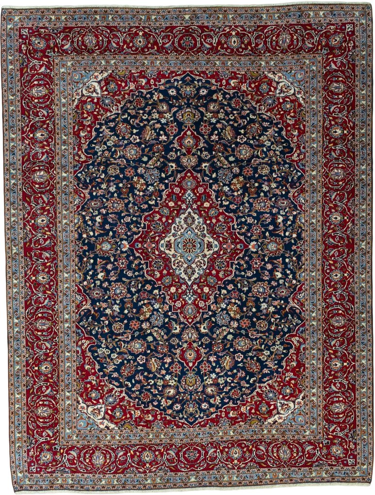 Kashan Tappeto persiano 410x310 Blu (Iran) Annodato A Mano