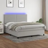 Letto a Molle Materasso e LED Grigio Chiaro 160x200 cm Tessuto cod mxl 34781