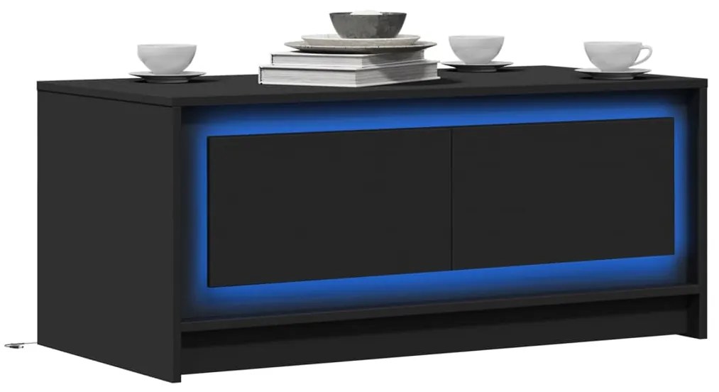 Tavolino Da Salotto Con Luci Led Nero İn Truciolato /