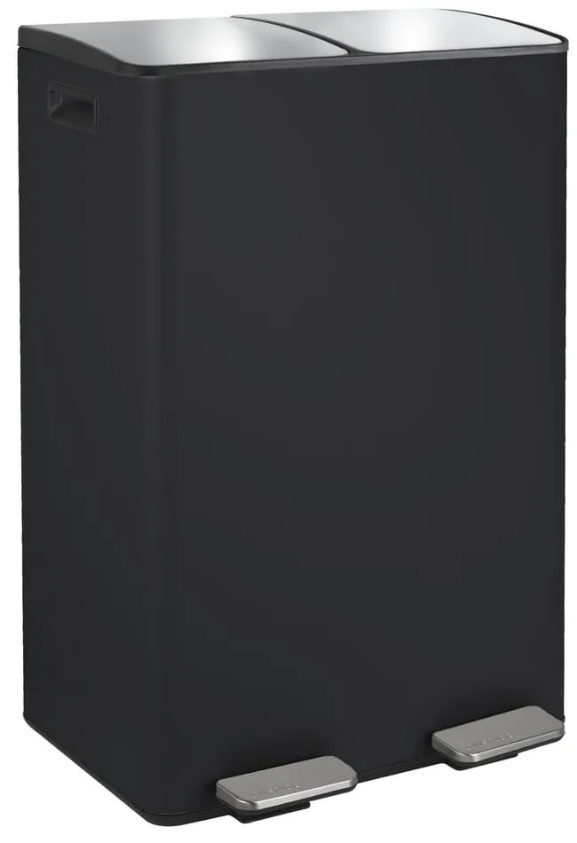 Cestino per la spazzatura nero opaco in acciaio per raccolta differenziata/con pedale 2x30 l Aliya – Spirella