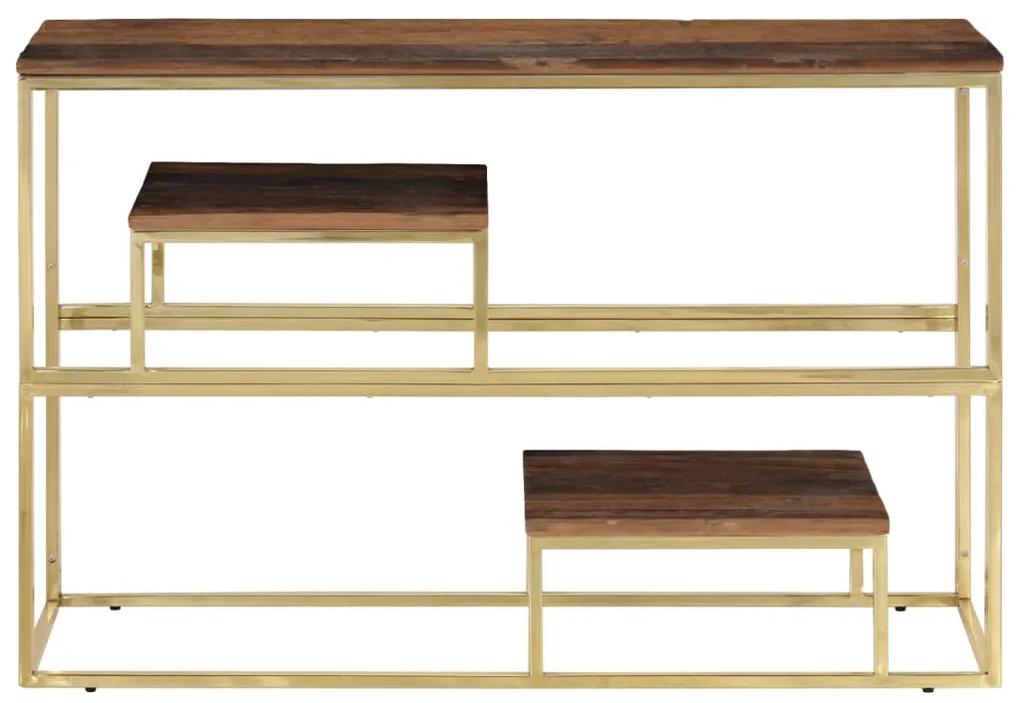 Tavolino consolle dorato acciaio inossidabile e legno massello