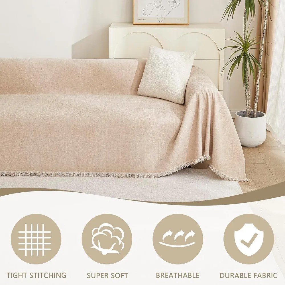 Copridivano beige per divano a 4 posti Talo – Filumi