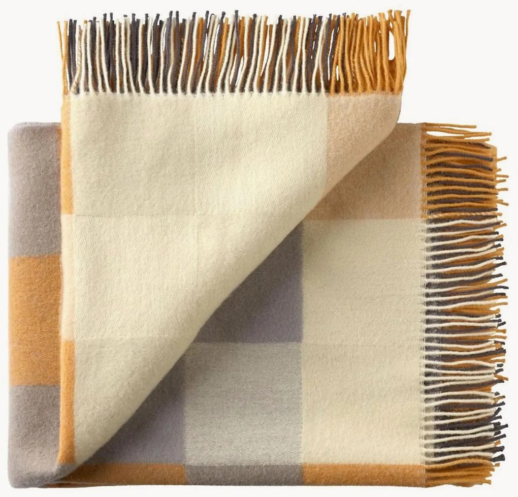 Coperta in lana con frange Plain