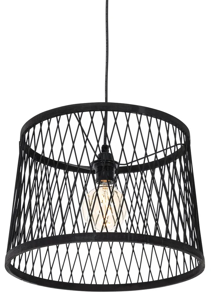 Lampada a sospensione da esterno intelligente in rattan nero a 3 luci con LED - Calamus