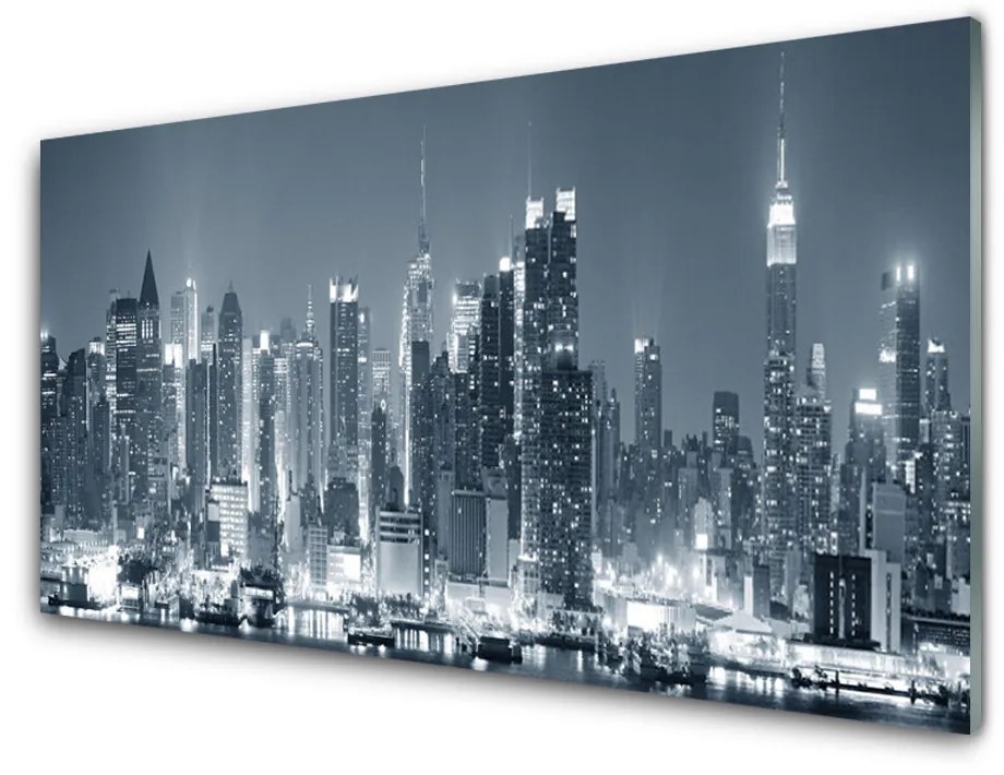 Quadro su vetro acrilico Case di città 100x50 cm