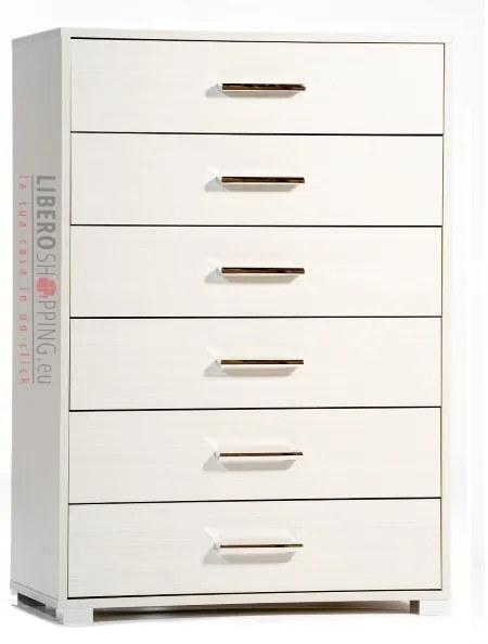 Cassettiera in legno con 6 cassetti 81x118h cm Bianco Frassino