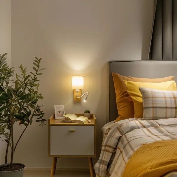 Brilagi - Applique a LED NUBILA WOOD 1xE27/25W/230V +LED/3W quercia/marrone chiaro