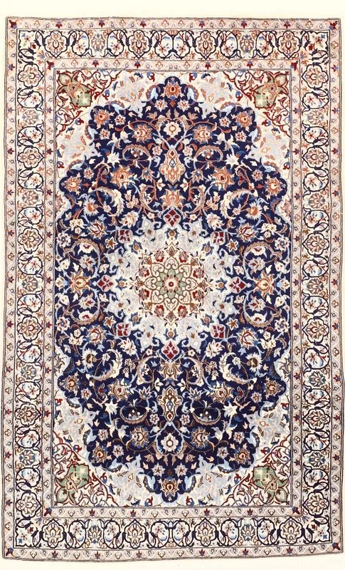Nain Tappeto 200x130 Blu (Iran) Annodato A Mano