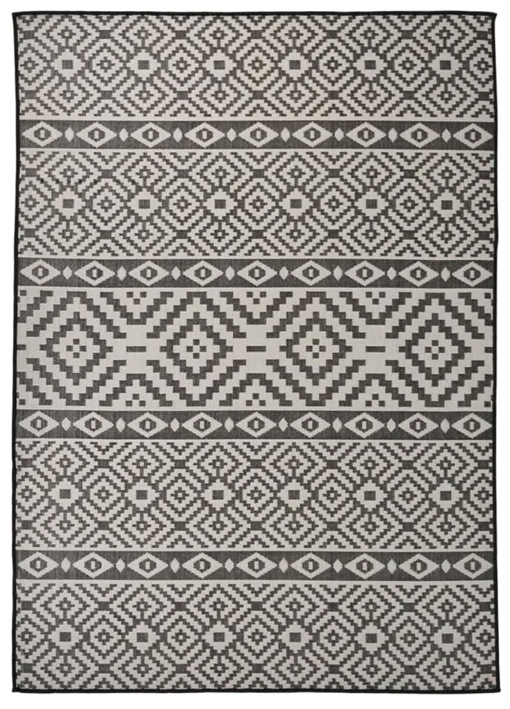 Tappeto Da Esterni A Tessitura Piatta 120x170 Cm Strisce Nere /