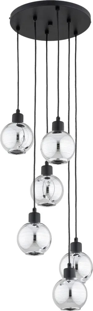 Lampadario a sospensione con cavo ARVENE 5xE27/15W/230V, nero/cromo lucido